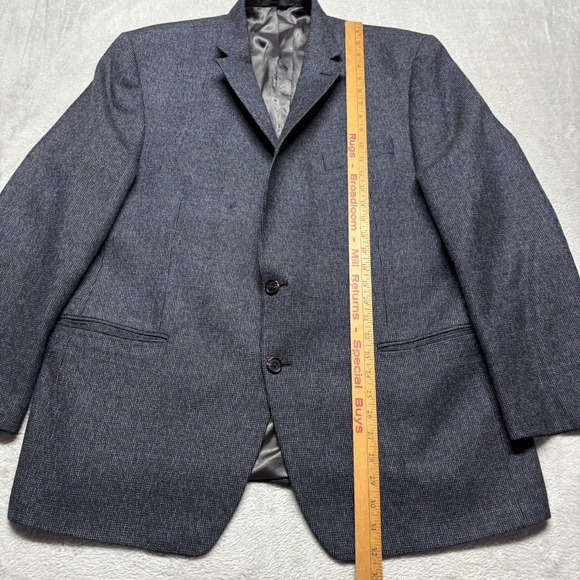 Lauren Ralph Lauren Blazer Mens 46R Sport Coat  Blue‎ Black Herringbone Wool - Picture 11 of 11